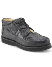  Los Altos Genuine Caiman & Ostrich Padded Collar Black Shoes 