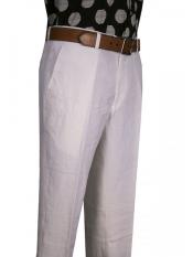 SKU#MN43 Mens Modern Fit Flat Front Wide Leg Pleated Pant White