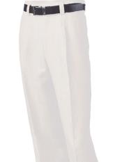 SKU#SM885 Men's Dress Casual Slacks Off White Merc/Inserch 100% Linen Pleated Pant