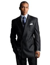  Platinum Stays Cool Discounted Sale Dark Charcoal Gray Pinstripe wool