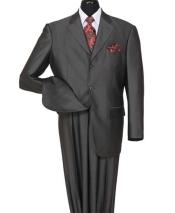 SKU#SM1906 Men's 3 Button Notch Lapel Shiny Sharkskin Black Side Vent Suit