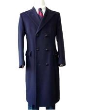  Alberto Nardoni Authentic Mens Long Double Breasted Navy Blue Overcoat Wool ~ Topcoa
