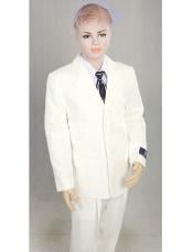  2 Piece Off White Three Button With Notch Lapel Kids Sizes