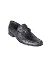  Altos Black Genuine Ostrich Quill Bit Loafers Shoes
