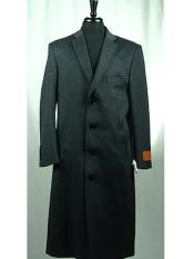 Mens Black Full Length All Year Round Raincoat-Trench Coat