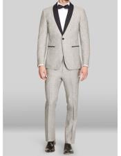  Linen Fabric tuxedos Suit Available in Black or Light Grey or