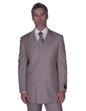  DOUBLE BREASTED SOLID COLOR Tan ~ Beige MENS SUIT 