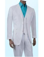  2018 Alberto Nardoni Collection 2 Button Vested Linen Suit Available in White