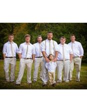  White Front Flap Pockets Groom and Groomsmen Wedding Suit