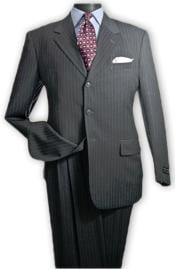  Albeto Nardoni Charcoal Grey Pinstripe ~ Three ~ 3 Buttons Stripe Wool