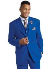  Mens One Ticket Pocket 3 piece royal poly/rayon Dress Suits for Men