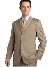  ~ Beige/Bronze ~ Camel Super 140s Wool 3 Button Mens Suits 