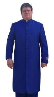  Preacher Mandarin Style 45 Inch Long Coat Royal Blue Color clergy pastor robes for males buy 10PC