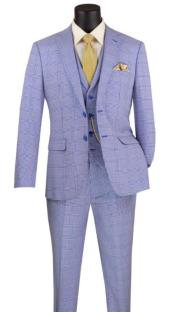  Mens Wedding - Prom Event Bruno Blue Modern Fit Suits 2 Button