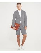  summer business suits with shorts pants set (sport coat Looking) Grey