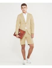  Mens summer business suits with shorts pants set (sport coat Looking) Ivory