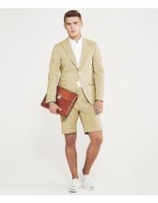  Mens summer business suits with shorts pants set (sport coat Looking) Sand