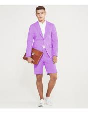  summer business suits with shorts pants set (sport coat Looking) Purple