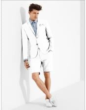  Mens summer business suits with shorts pants set (sport coat Looking) White