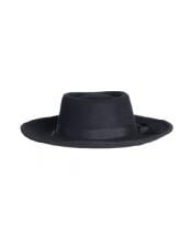  Wide Brim Fedora - Earp Zoot Hat  Black
