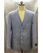  Mens 2 Button  Blue Seersucker Sear sucker suit