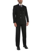  Mens Black 3x2 = 6 buttons Style Double Breasted Suits Jacket &