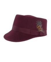  Burgundy 100% Wool 5 Inches High Crown Hat