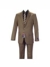  Carlo Lusso Mens 2 button fully lined slim fit Khaki suit