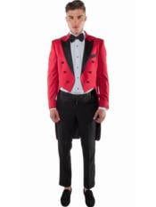  Red TailCoat Tuxedo ~ Suit With Black Lapel tuxedo with tails