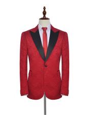  Mens  Double Vents Fabric Bright Red Suit