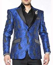  Style#-B6362 Mens Blue One Chest Pocket Two Button Slim Fit Suit