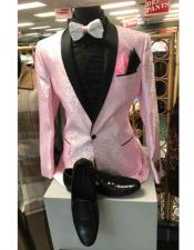  Pink Notch Lapel Single Breasted Jackets Blazer