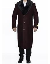  Mens Big And Tall  Overcoat Long Mens Dress Topcoat -  Winter coat 4XL 5XL 6XL Burgundy