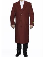  Mens Big And Tall Overcoat Long Mens Dress Topcoat -  Winter coat 4XL 5XL 6XL Burgundy