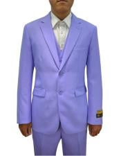  Mens Lavender One Chest Pocket Vested 3 Piece Suit