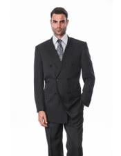  Mens Alberto Nardoni Double Breasted Suits Super 150s Wool Black Shadow Stripe