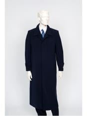  Mens Dress All Weather coat Full Length Maxi Trench Coat Navy