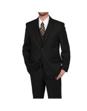  Mens  Black Polyester Two Button Classic Fit Suit Separates Any Size