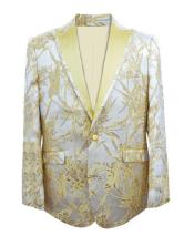  Cheap Priced Mens Printed Unique Patterned Print Floral Tuxedo Flower Jacket Prom custom celebrity modern Tux Gold