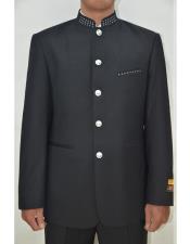  Groom Wedding Indian Nehru Suit Dimond Buttons Jacket Mens Blazer Black - Mens Preaching Jacket