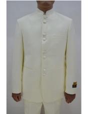  Mens Ivory Front  Suit - Mens Preaching Jacket