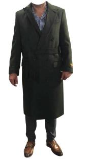  Alberto Nardoni Olive Green Belted Wool Coat Overcoats ~ Long Mens Dress Topcoat -  Winter coat