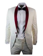  Style#-B6362 Mens Cream  Ivory One Button Cheap Priced Designer Fashion Dress