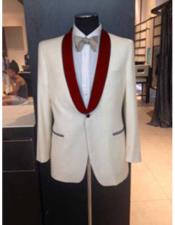  Mens Dinner Jacket Mens Ivory Maroon Shawl Lapel One Button Cheap Priced