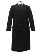  Mens Dress Coat DBCoat Double Breasted Full Length Belted Wool Fabric Overcoat