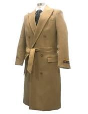  Mens Dress Coat DBCoat Belted Wool Fabric Double Breasted Full Length Overcoat