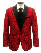  Red ~ Black Notch Lapel Cheap Priced Designer Fashion Dress Casual Blazer On Sale Cheap Priced Blazer