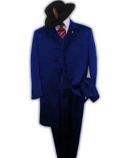  Single Breasted Dark Navy Blue Zoot Fashion Long Zoot Suit -