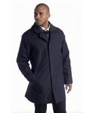  Mens Navy BlueZipper Type 36 inch length Collared Trench Coat 