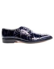  Mens Authentic Genuine Skin Italian Brand Leather Lining Lace Up Navy Shoe